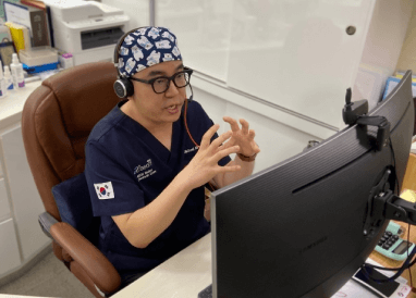 dr kim during a live i-swam virtual conference
