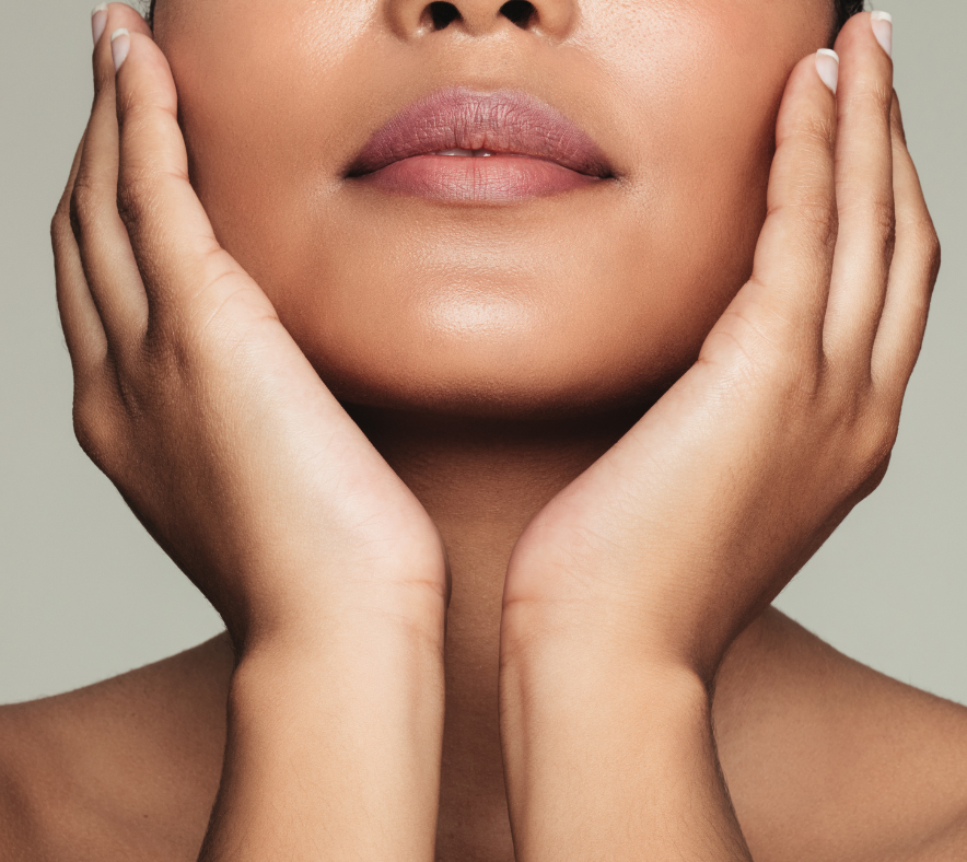 hands on cheeks, skin lifting vertical