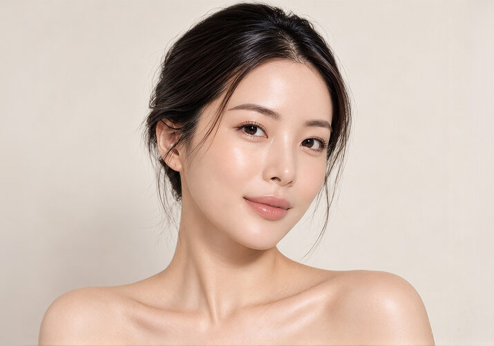 Asian woman with supple hydrated skin after skin booster